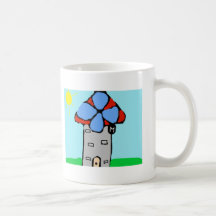 Un molino de viento colorido tazas