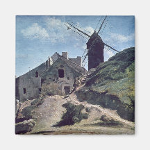 Un molino de viento en Montmartre, 1840-45 Imán De Nevera