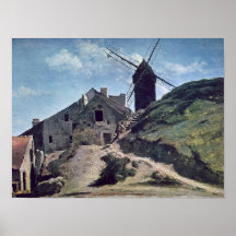 Un molino de viento en Montmartre, 1840-45 Poster