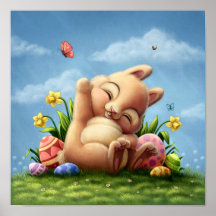 Un pequeño conejito de pascua poster