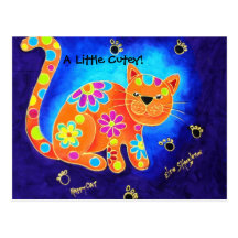 ¡Un pequeño Cutey! - Gato azul feliz Postales
