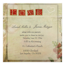 Un poco boda pasado de moda invita con AMOR Invitacion Personalizada