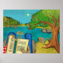Un salmo 1 de la lectura del hombre en biblia hebr poster