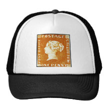 Un sello de Mauricio del Imperio británico del pen Gorras