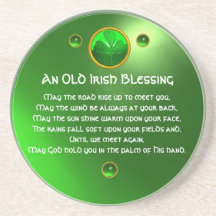 Un trébol irlandés viejo de la bendición posavasos personalizados