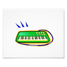 Un verde keytar con un gráfico azul de la correa, arte fotografico
