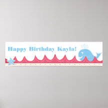 Una ballena de una bandera del cumpleaños poster