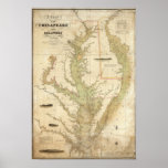 Una carta del Chesapeake y de las bahías de Delawa Posters