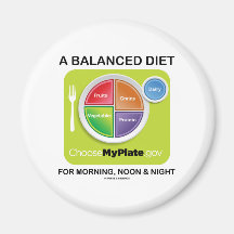 Una dieta equilibrada para el mediodía y la noche  imán para frigorífico