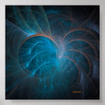 Una pluma en su azul del casquillo posters