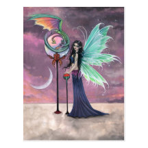 Una postal ideal viva de la hada y del dragón