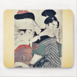 Una señora en esperar y su criado Ukiyoe Alfombrillas De Ratón