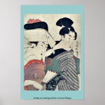 Una señora en esperar y su criado Ukiyoe Posters