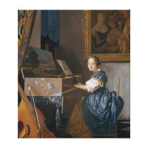 Una señora joven asentada en un Virginal, c.1670 Lona Envuelta Para Galerias