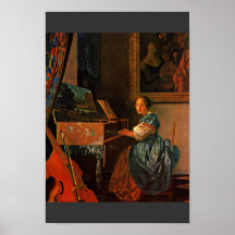 Una señora Seated At A Virginal, por Vermeer Van D Posters