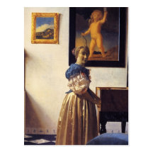 Una señora Standing en el Virginal Postal