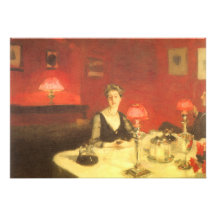 Una tabla de cena en la noche por Sargent, arte de Comunicado Personalizado