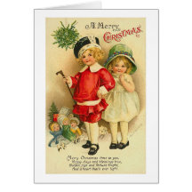 Una tarjeta de los niños de las Felices Navidad