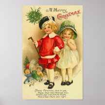 Una tarjeta de los niños de las Felices Navidad Posters