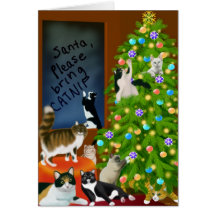 Una tarjeta de Navidad de la familia de gato