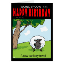 Una toalla sanitaria de la vaca felicitaciones