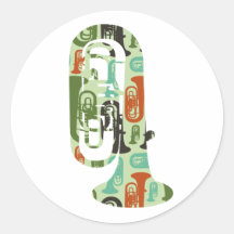 Una tuba de tubas pegatina redonda