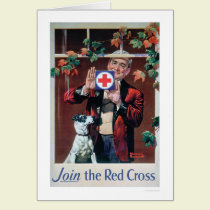 Únase a la Cruz Roja - hombre con el perro (US0029 tarjetas