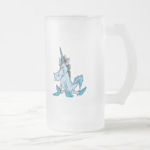 unicornio azul claro del dibujo animado taza de café