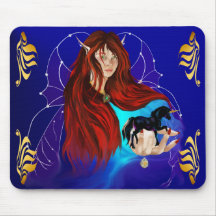 Unicornio de hadas y negro Mousepad Alfombrilla De Ratón