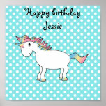 Unicornio del arco iris en el poster azul de los l