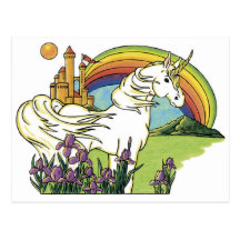 Unicornio del cuento de hadas postal