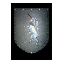 Unicornio del escudo del metal tarjeta de visita