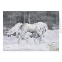 Unicornio del invierno. tarjeta de Navidad de la f