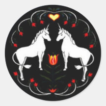 unicornio en amor pegatinas redondas