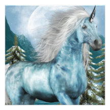 Unicornio en invitaciones del claro de luna anuncio personalizado