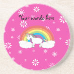 Unicornio en los copos de nieve rosados de las nub posavasos manualidades