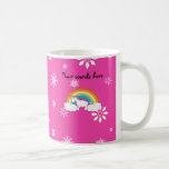 Unicornio en los copos de nieve rosados de las nub tazas