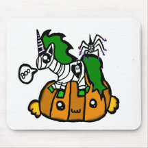 Unicornio lindo de Halloween y calabaza y araña Tapete De Raton