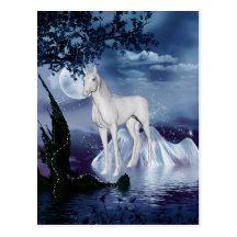 Unicornio místico adorable lindo postales