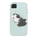 Unicornio negro del dibujo animado con el iPhone 4 cárcasas casemate