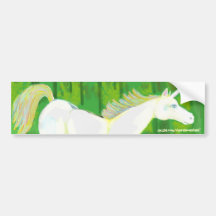 Unicornio real en un bosque Bumpersticker Pegatina De Parachoque