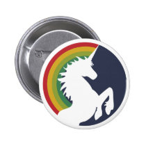 unicornio retro de los años 80 y botón del arco ir botones