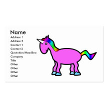 Unicornio rosado con la melena del arco iris plantilla de tarjeta de negocio