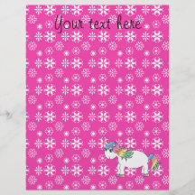 Unicornio rosado del arco iris de los copos de nie tarjetas publicitarias