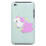 Unicornio rosado del dibujo animado con el tacto d iPod touch cárcasas