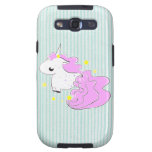 Unicornio rosado del dibujo animado con la caja de cárcasas casemate