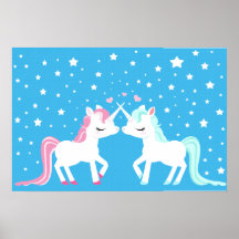 Unicornios en poster del arte del amor