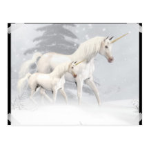 Unicornios lindos en la nieve 1 postales