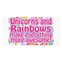 Unicornios y arco iris tarjeta personal con foto