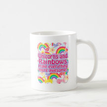 Unicornios y arco iris taza de café